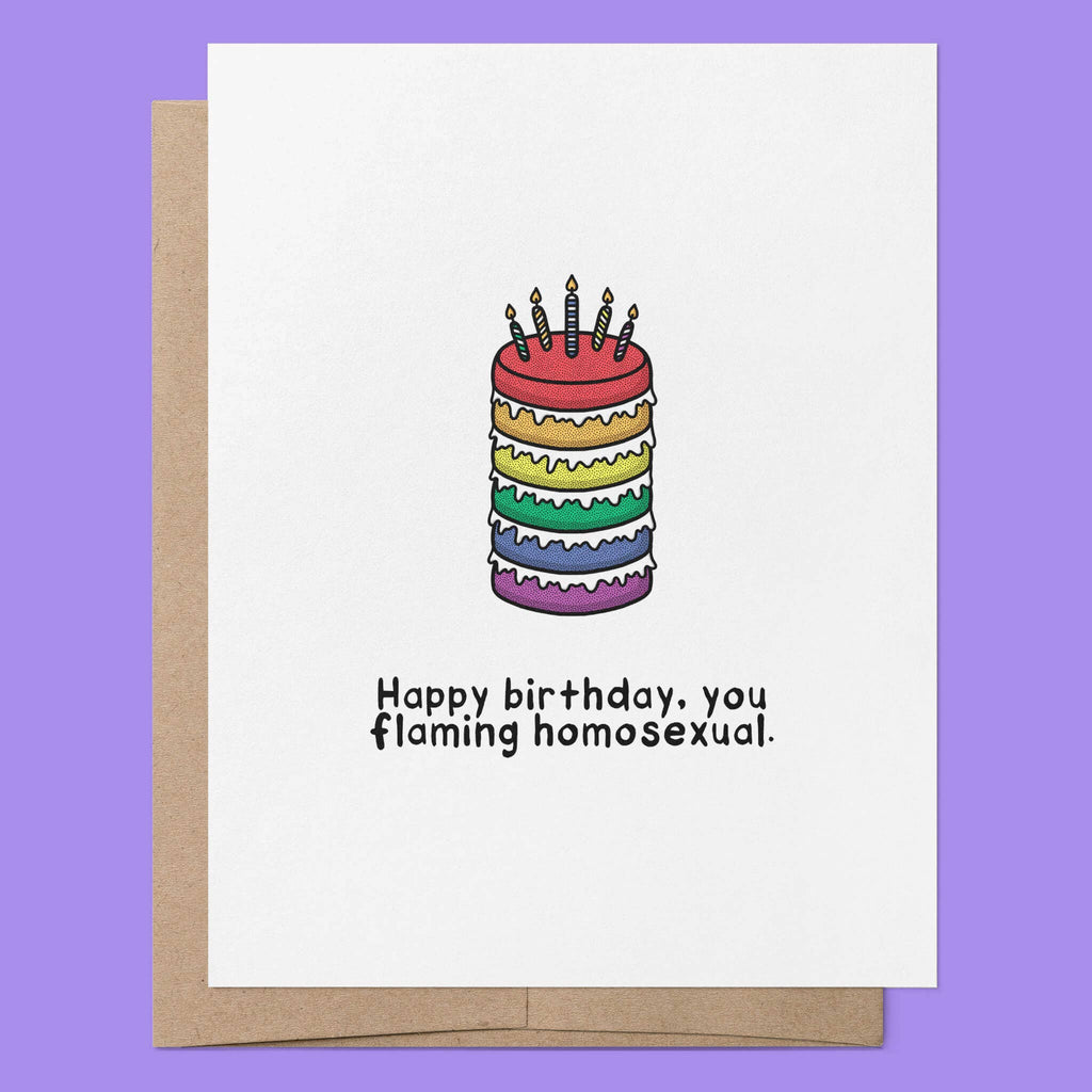 Happy Birthday Flaming Homosexual | LGBTQ+ Gay Birthday Card