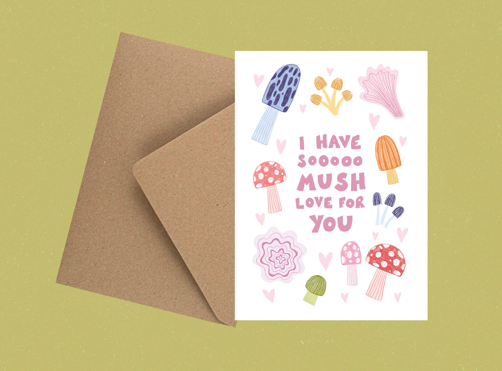 I Love You So Mush Mushrooms Valentine’s Eco Greetings Card