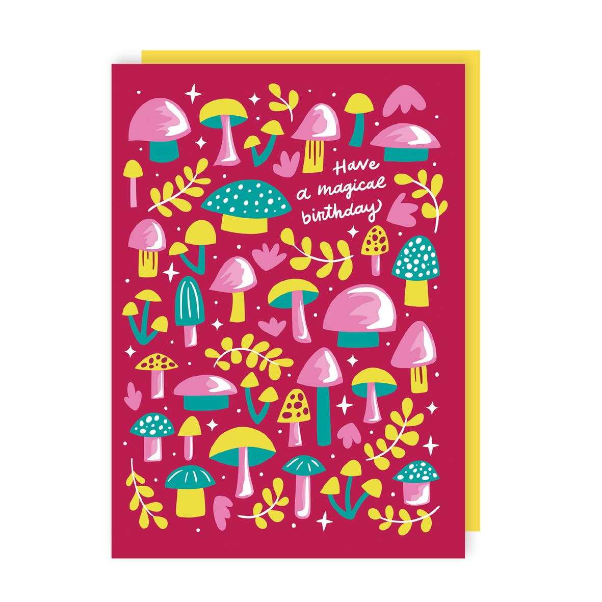 Magical Colourful Mushroom Birthday Card: Cellophane