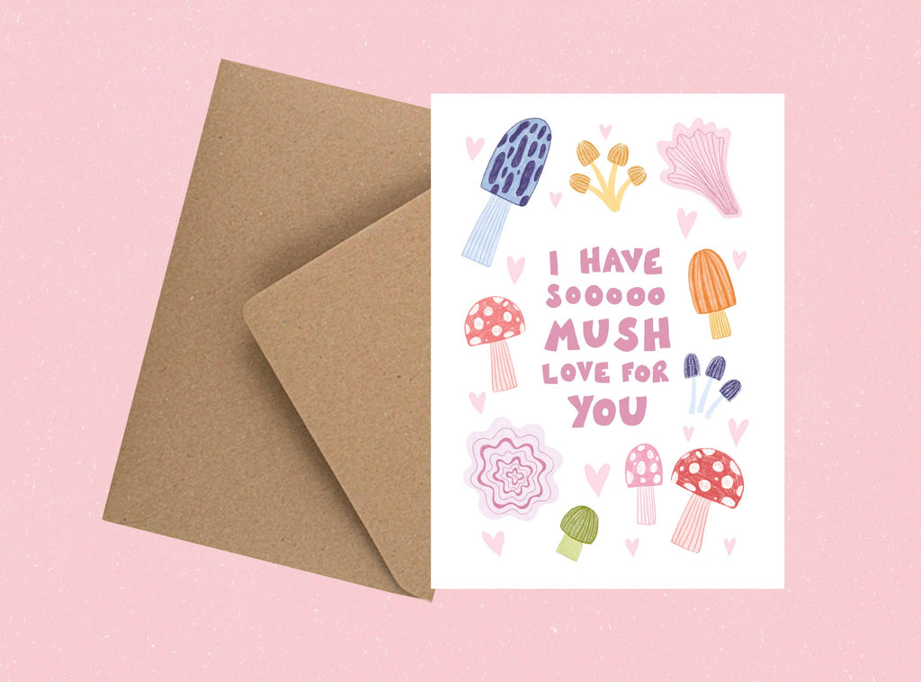 I Love You So Mush Mushrooms Valentine’s Eco Greetings Card