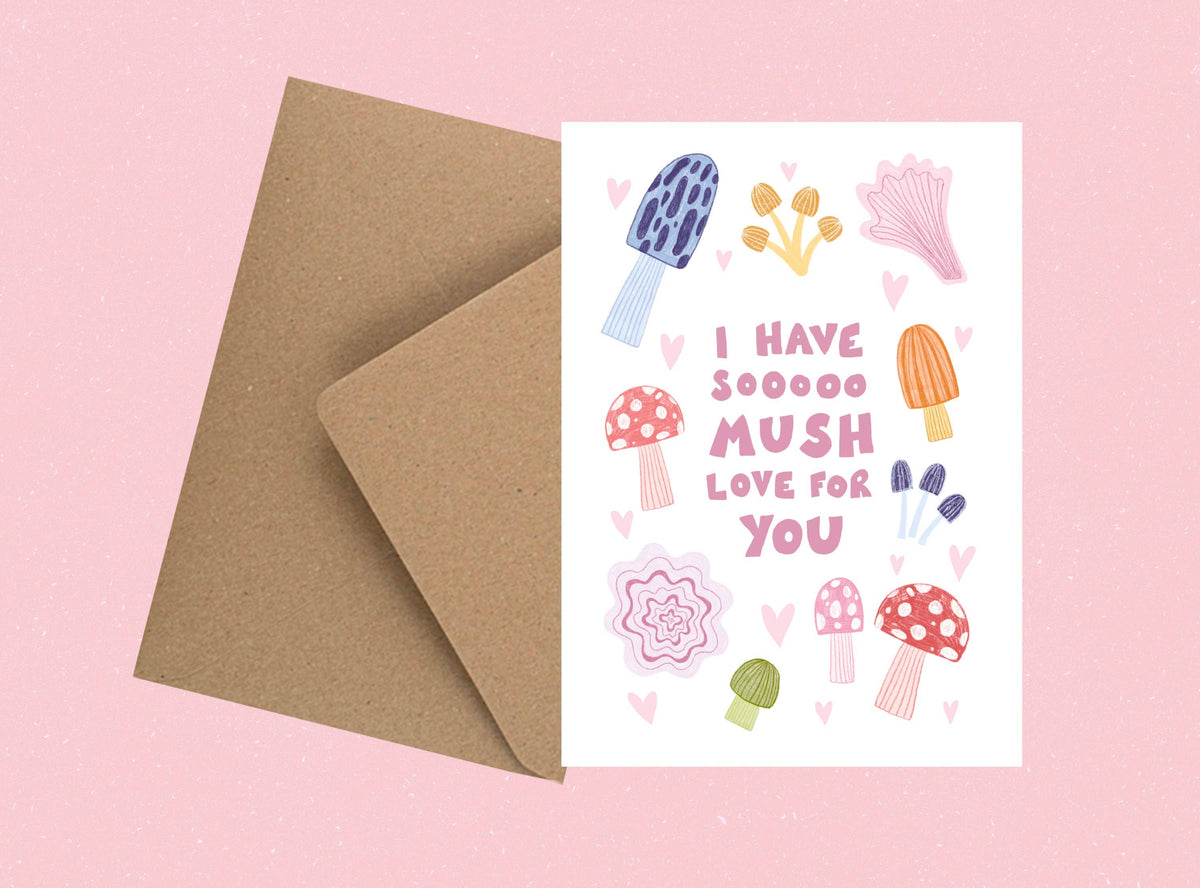 I Love You So Mush Mushrooms Valentine’s Eco Greetings Card