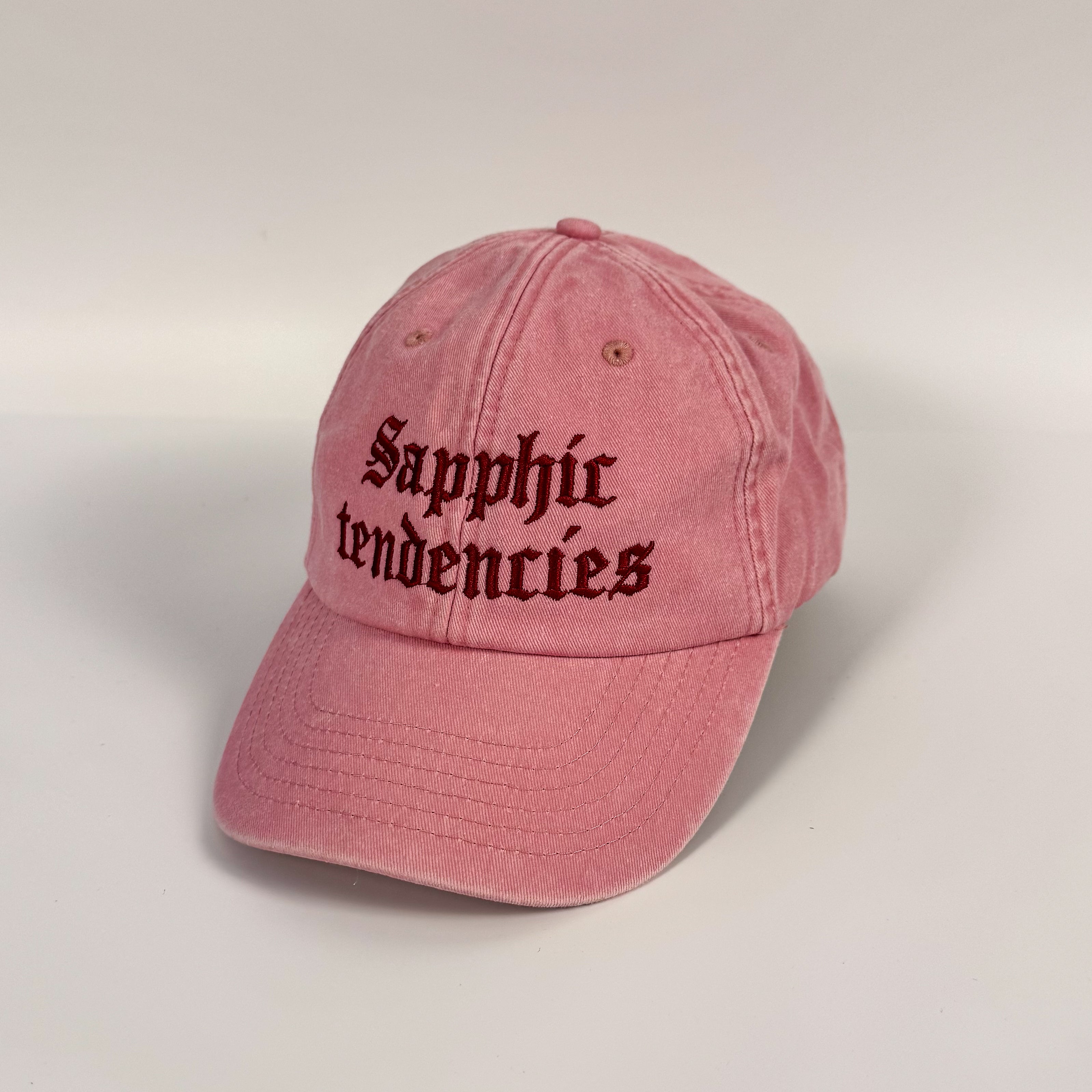 Sapphic Tendencies Embroidered Hat – Vintage Pink Cap