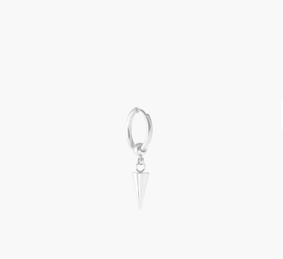 Ball and Spike Drop Hoop Earring Silver - Hoemo World