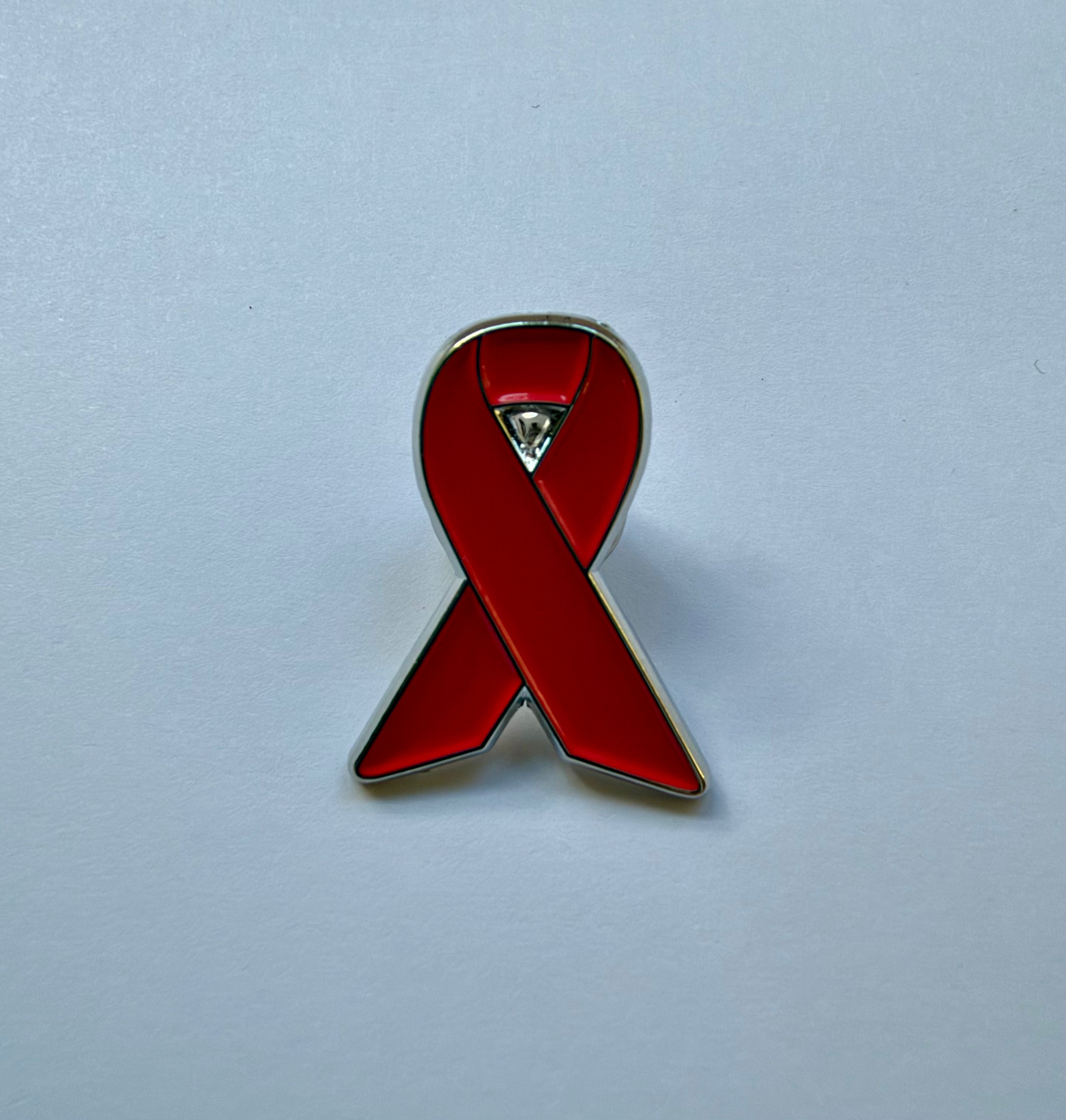 Red Ribbon Pin Badge