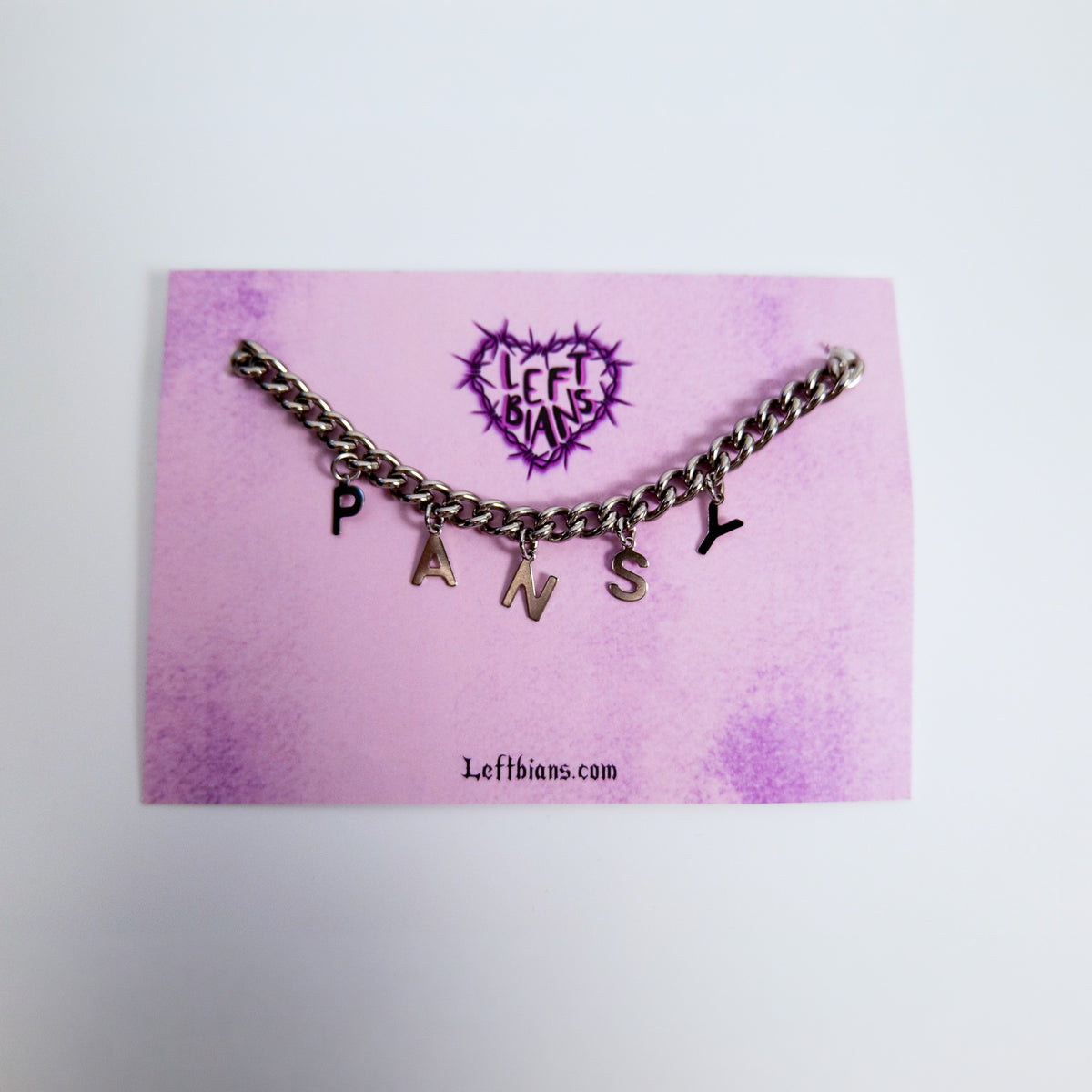 PANSY Letter Charm Chain Necklace in Stainless Steel