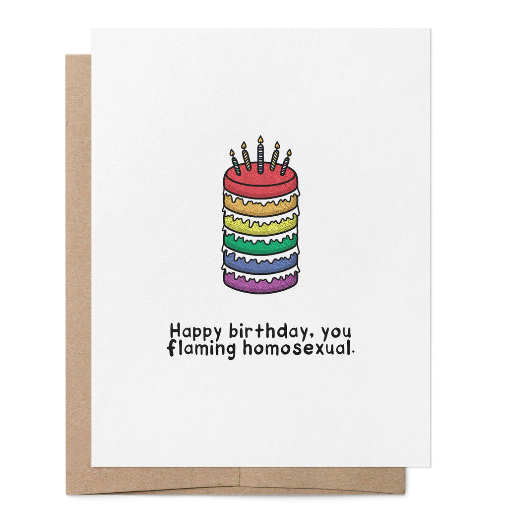 Happy Birthday Flaming Homosexual | LGBTQ+ Gay Birthday Card