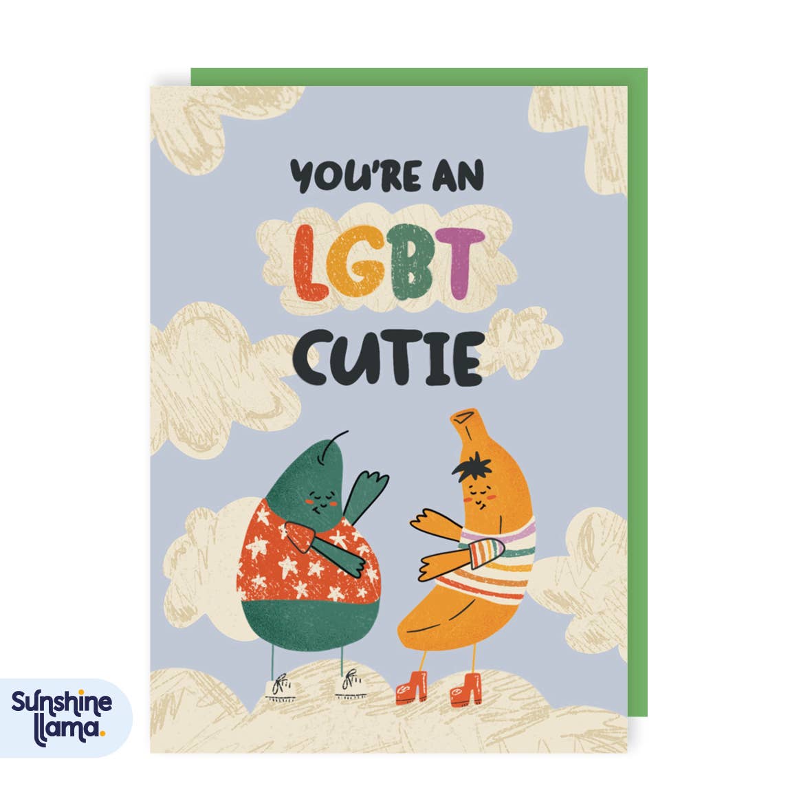 LGBT Cutie Valentine's/ Friendship Card  - Sunshine Llama: Cellophane
